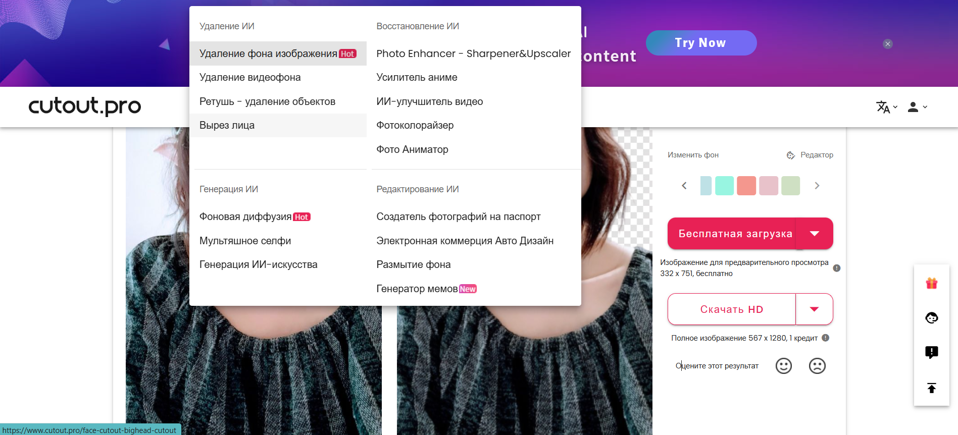 Возможности в в Cutout Pro