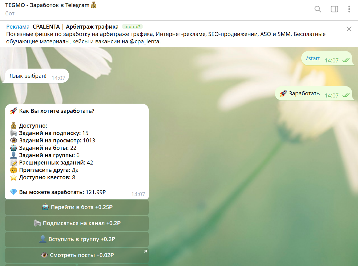 Бот для заработка ТЕГМО