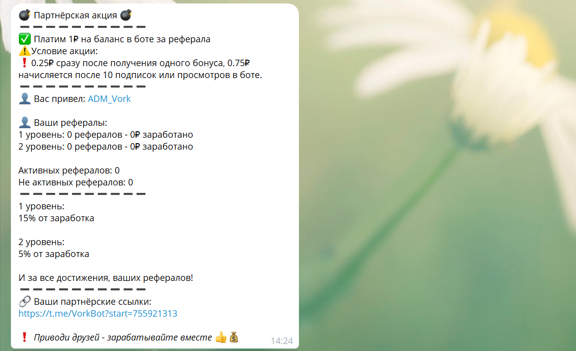 Реферальная программа Vort бота для заработка в тг