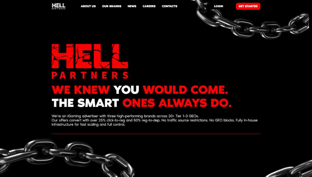 Обзор HELL Partners: прямой рекламодатель, ставка по CPA до €700 и средний Reg2Dep 50%