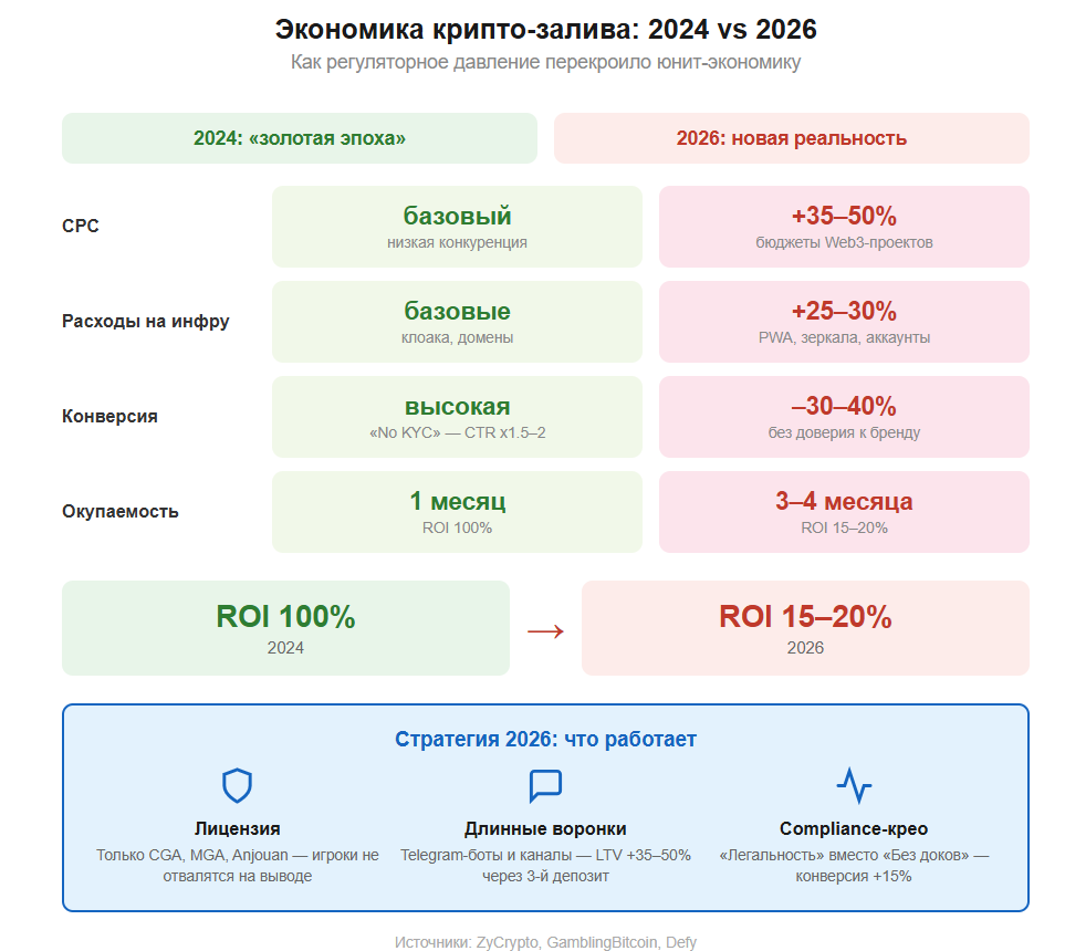 Крипто-гемблинг 2026: где арбитражник теряет деньги и как перестроить воронку под новые правила MiCA