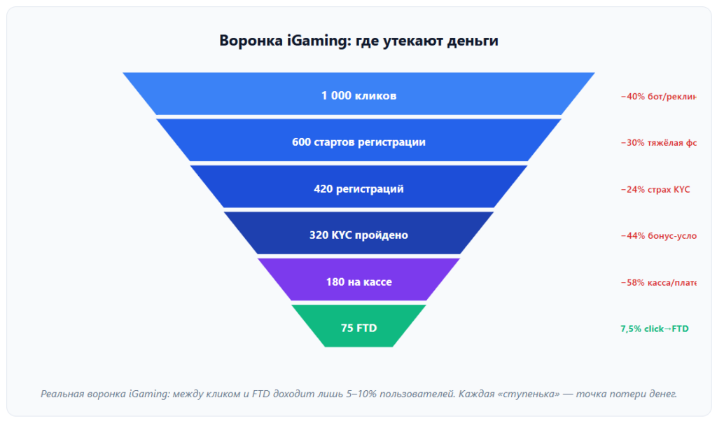 ROI +180%, а в кармане пусто: как «дырявая» воронка гемблинга съедает вашу прибыль