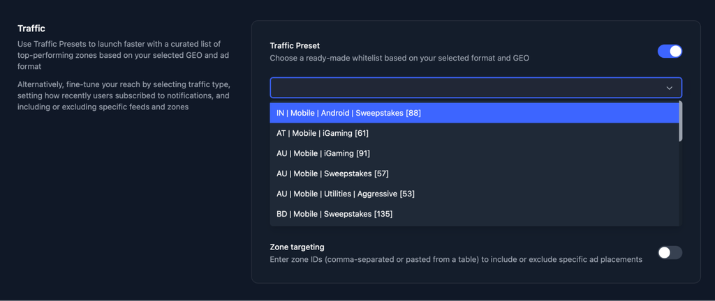 Обзор RollerAds: готовые пресеты трафика, встроенный спай и собственная CPA-сеть