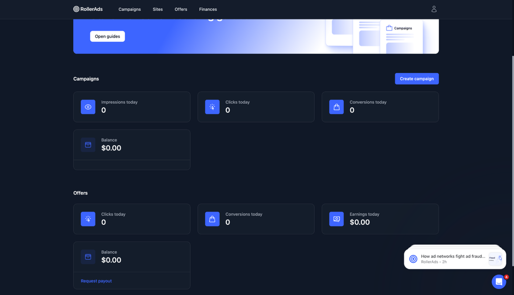 Обзор RollerAds: готовые пресеты трафика, встроенный спай и собственная CPA-сеть